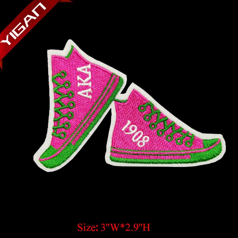 Sew-On Patch Greek Letters Sorority Pink and Green Embroidered Patches