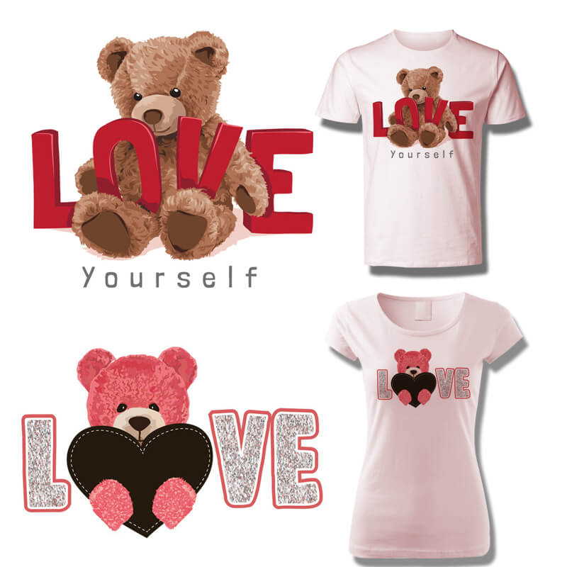 iron on cartoon pink cute bear