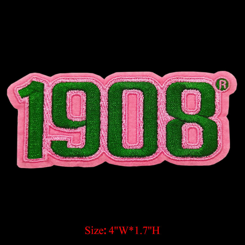 Sew-On Patch Greek Letters Sorority Pink and Green Embroidered Patches