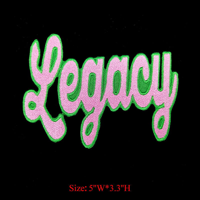 Sew-On Patch Greek Letters Sorority Pink and Green Embroidered Patches