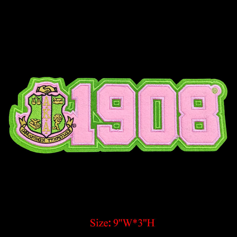 Sew-On Patch Greek Letters Sorority Pink and Green Embroidered Patches