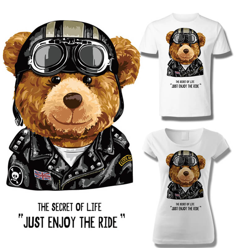 Cute Bear Stripes Iron On Patches Appliques Thermo Stickers On Clothes