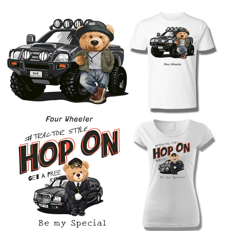 New Iron on Cartoon hop on Bear Patches for Clothing
