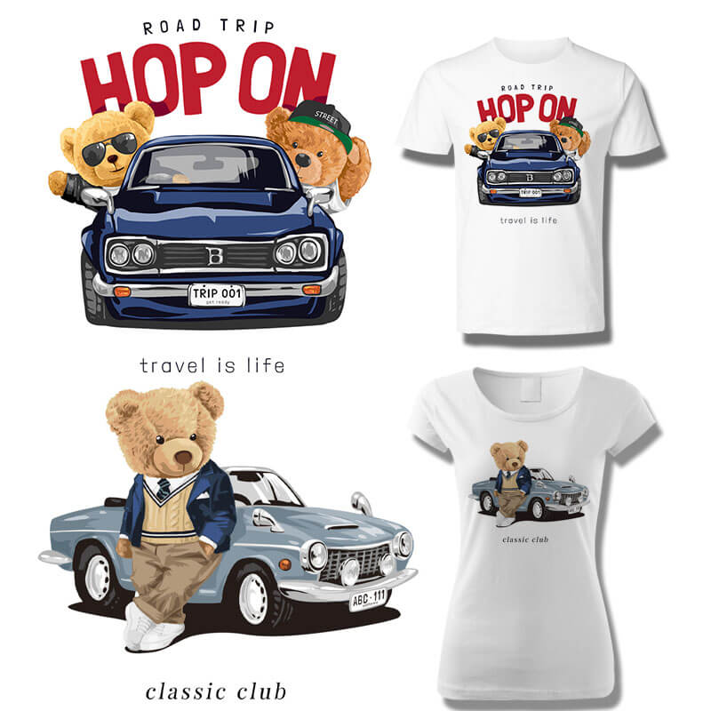 New Iron on Cartoon hop on Bear Patches for Clothing