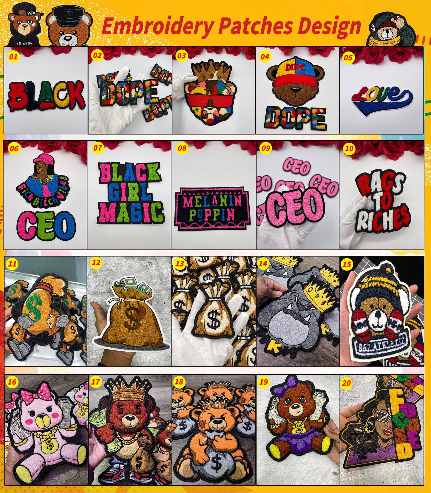 Custom PVC Patch Smiley Face Irons For Custom T-shirt and Clothing