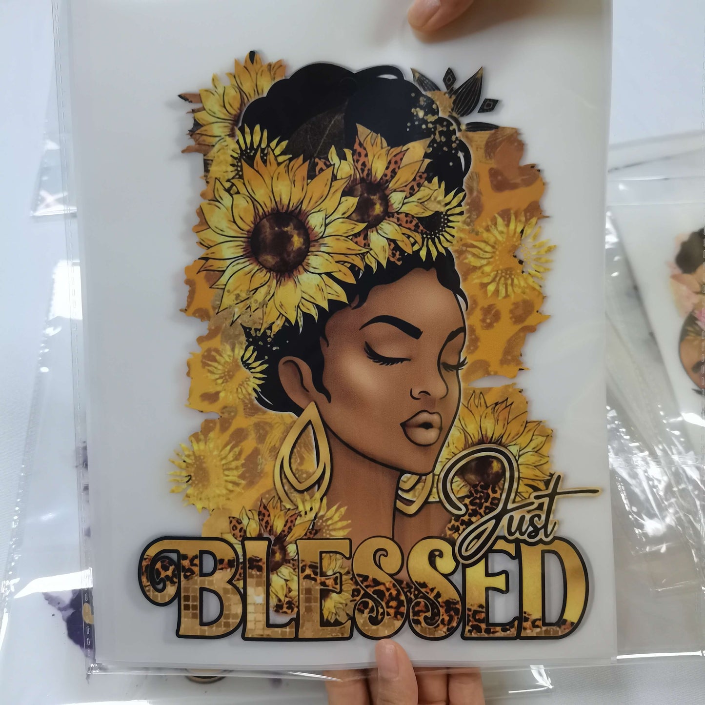 Transfer Printed Just Blessed Black Girl