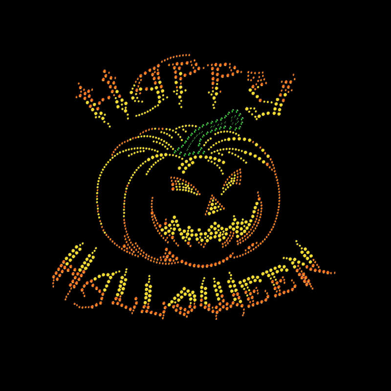 Pumpkin Glitter Rhinestone Transfer Iron on Custom T-shirt