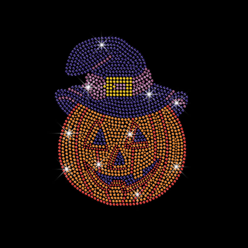 Halloween Glitter Rhinestone Transfer Iron on Custom T-shirt