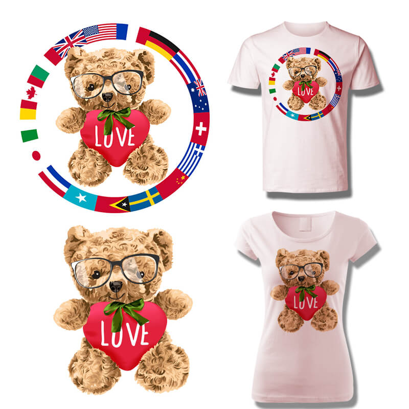 iron on cartoon pink cute bear