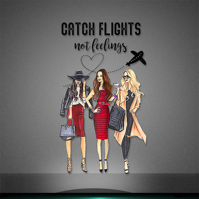 Catch Flights not Feelings Black Afro Girl Vinyl Heat Transfers