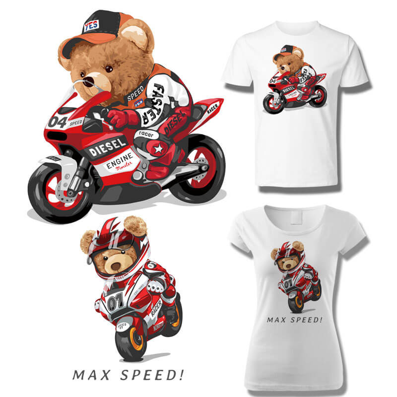 New Iron on Cartoon hop on Bear Patches for Clothing