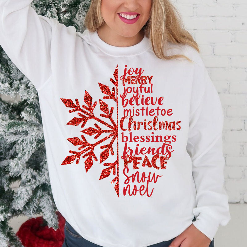 Round-Neck  Sweatshirt Mockup of a woman with Christmas gift