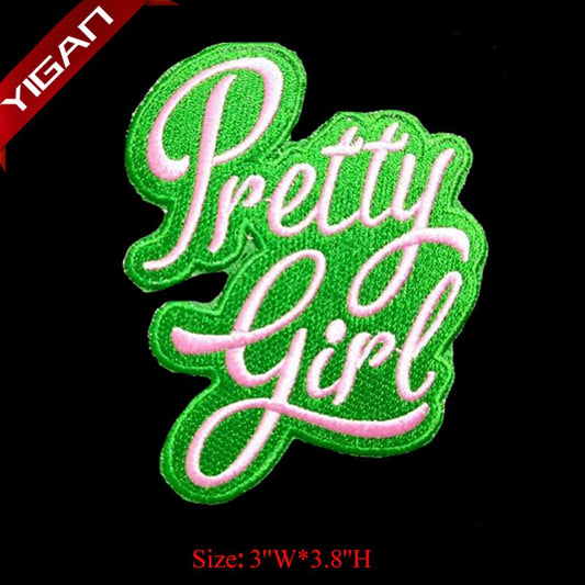 Pretty Girl Greek sorority iron on embroidery patches