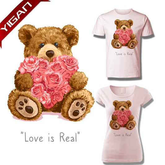 iron on cartoon pink cute bear