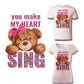 iron on cartoon pink cute bear