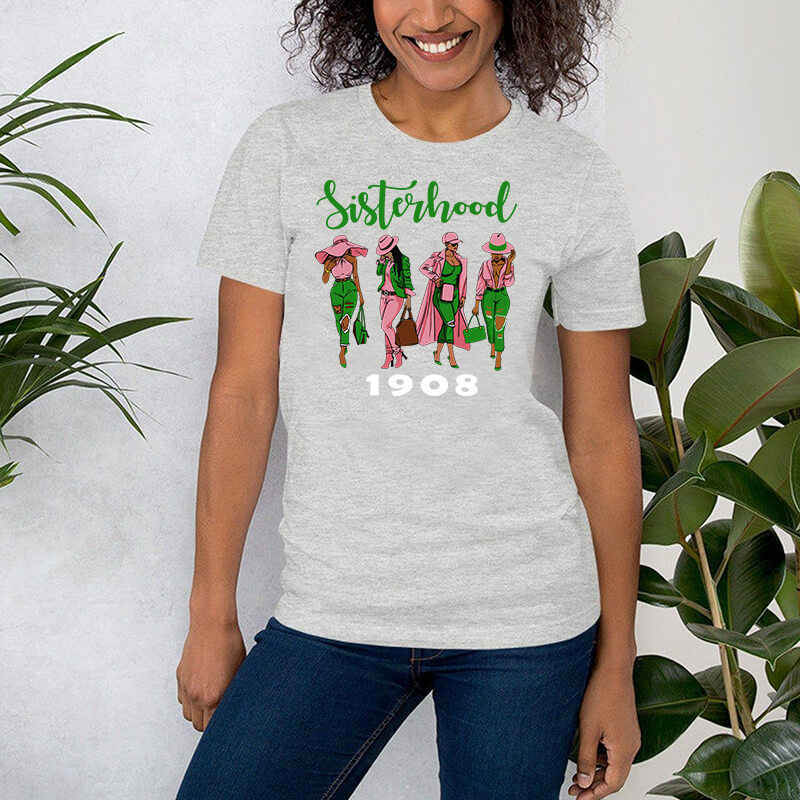 Hot Sale Sisterhood  Iron on Transfer for Custom Pink and Green T-shirt
