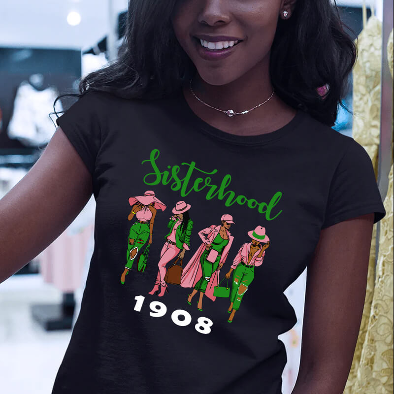 Hot Sale Sisterhood  Iron on Transfer for Custom Pink and Green T-shirt