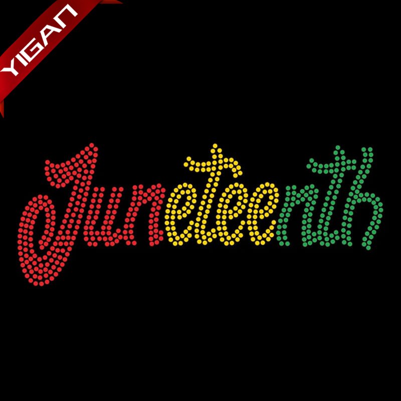 Factory Custom Juneteenth crystal rhinestone transfer motif design for tshirts
