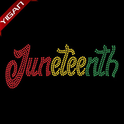 Factory Custom Juneteenth crystal rhinestone transfer motif design for tshirts