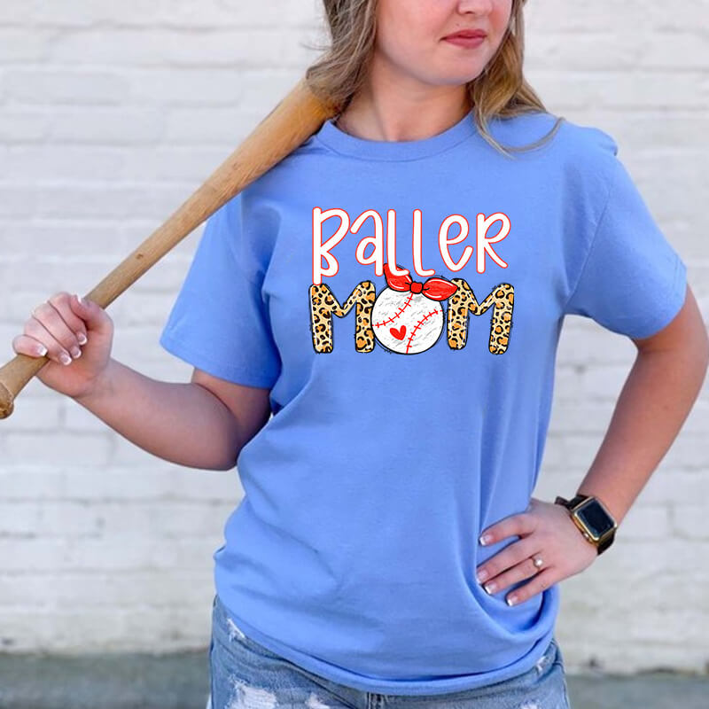 Printing Design Baseball Mom Heat Transfer Shirt