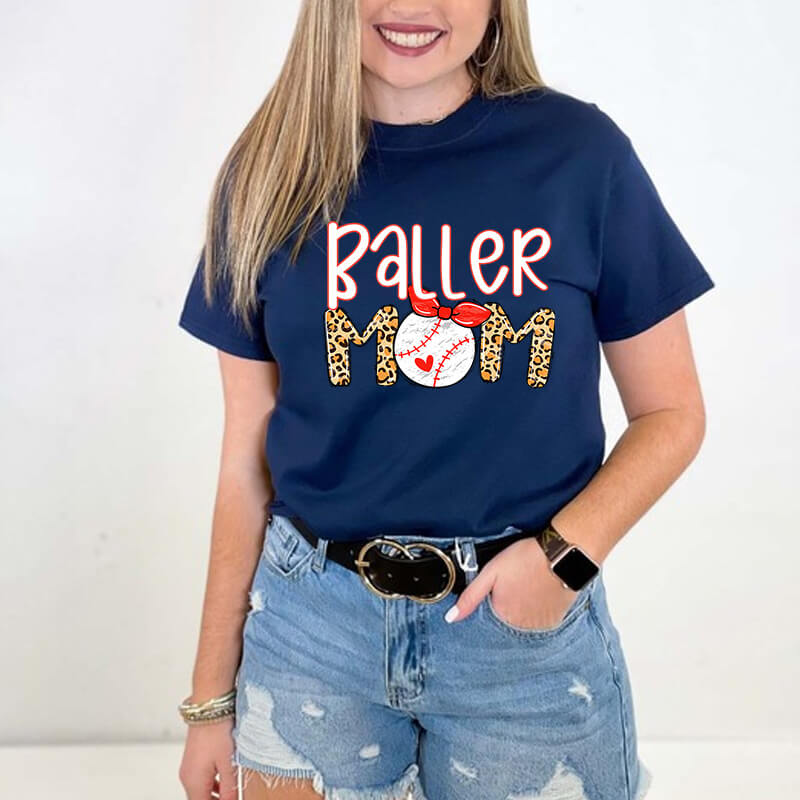 Printing Design Baseball Mom Heat Transfer Shirt