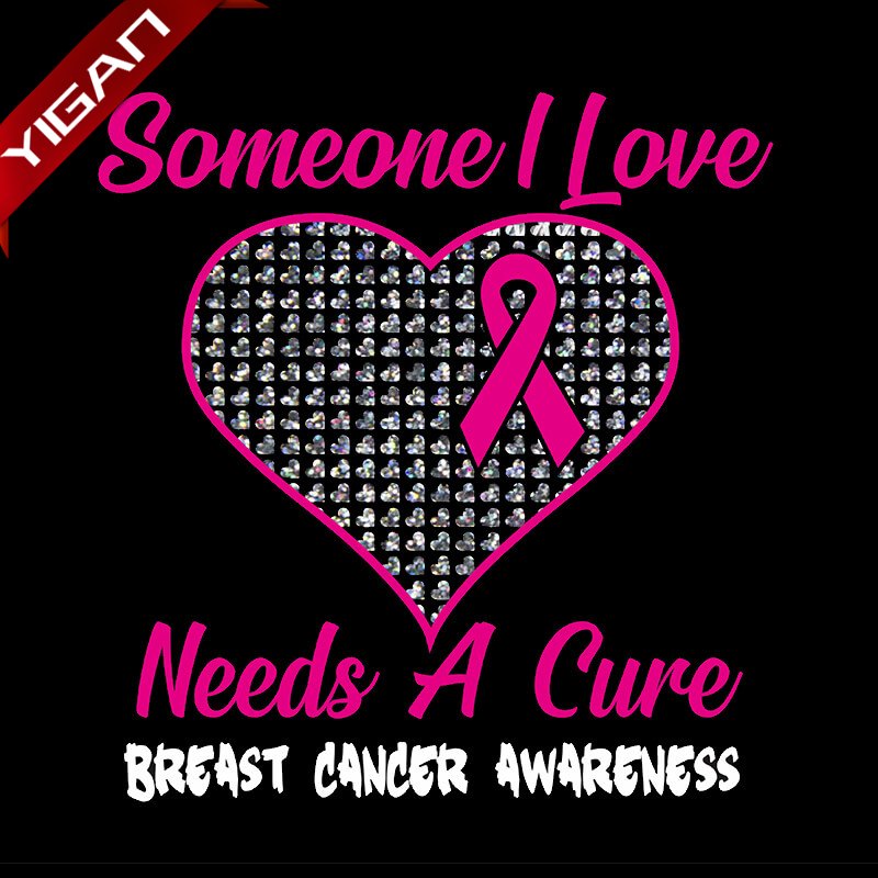 Rhinestone Transfer someone i love Breast Cancer Awareness