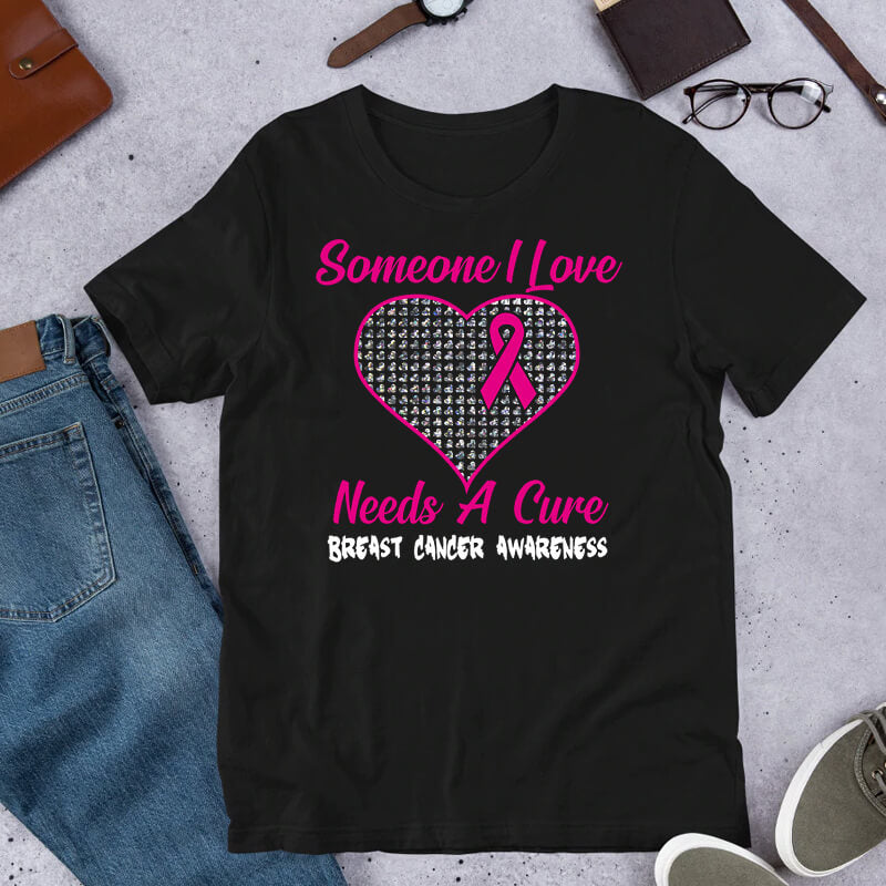 Rhinestone Transfer someone i love Breast Cancer Awareness
