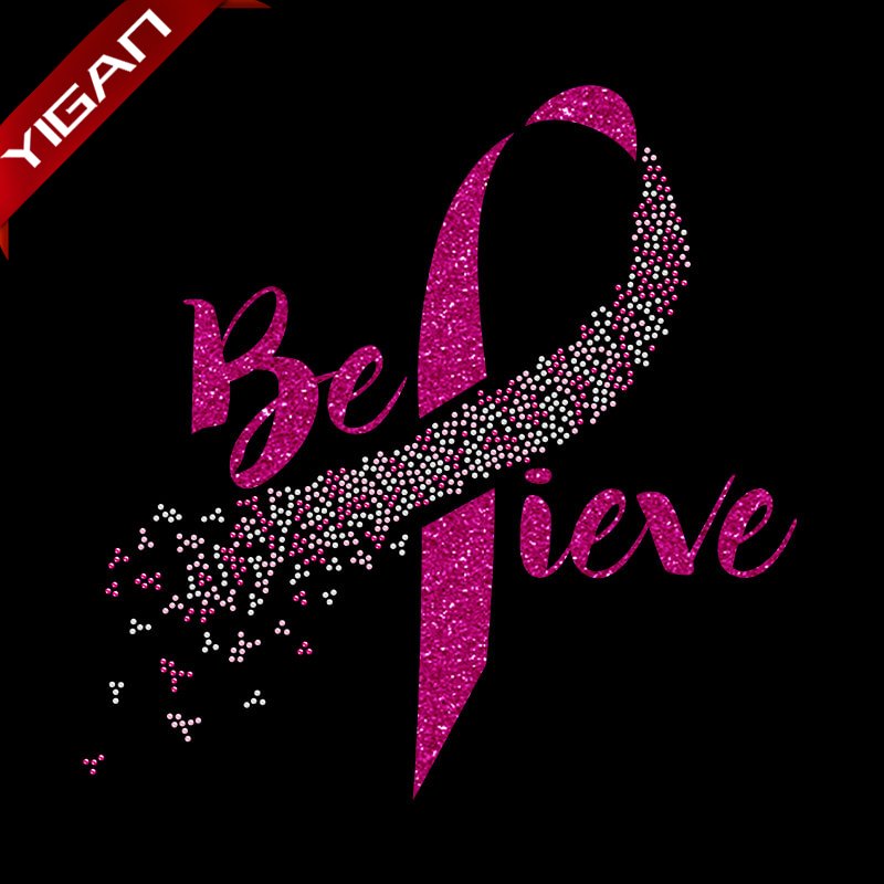 Crystal I Believe Pink Ribbon Rhinestone