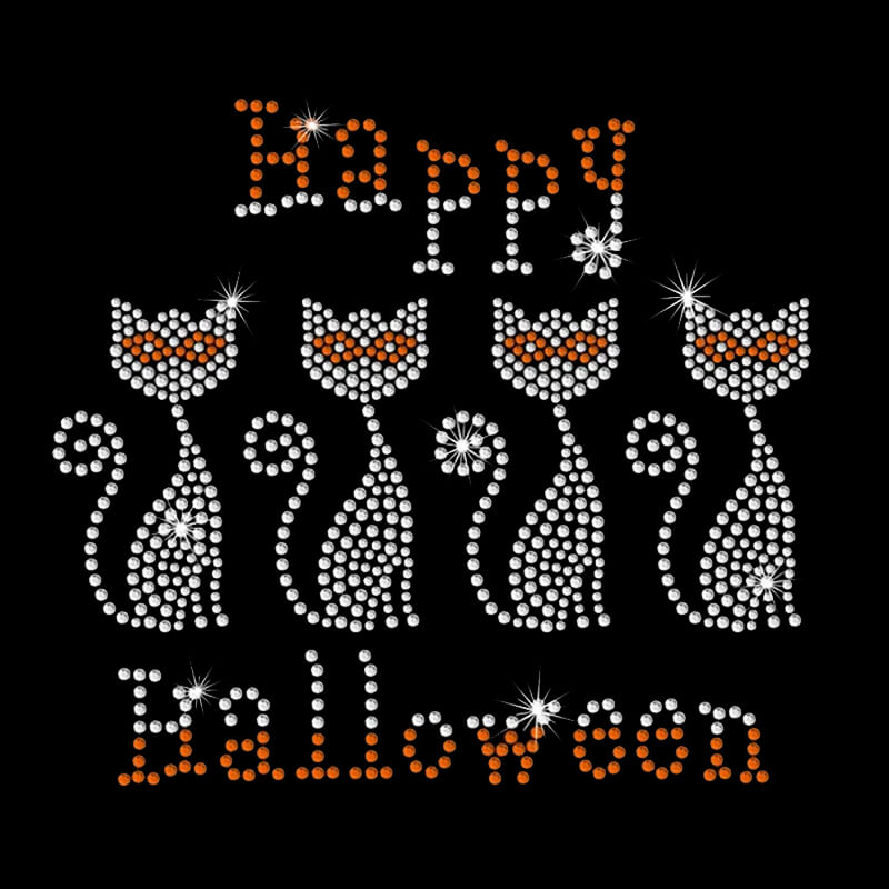 Wholesale Halloween Party Witch Hat Scary Rhinestone Iron On Transfer Hotfix Bling